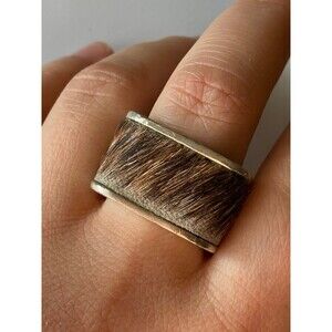 Super heavy Kuhl vintage sterling silver genuine leather danish Ring size 7.75
